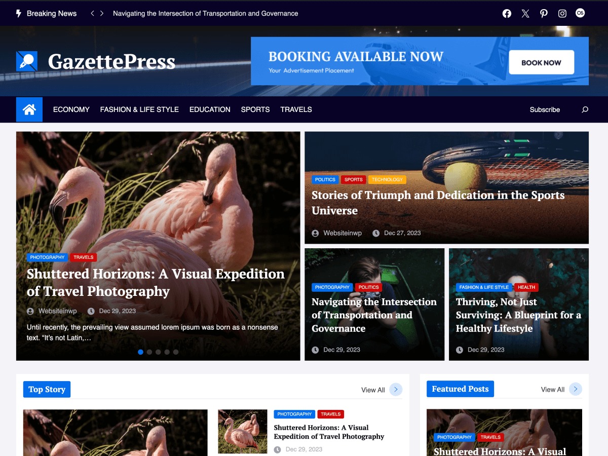 GazettePress WordPress blog template