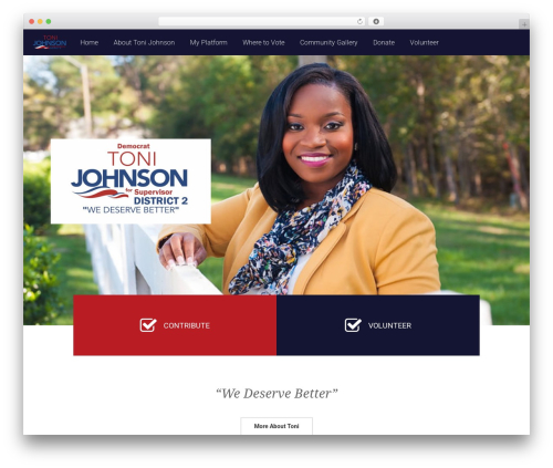 FrontRunner WordPress website theme - votetonijohnson.com