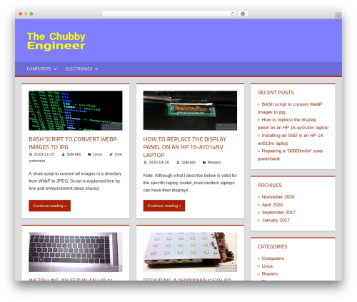 WordPress theme Tortuga - thechubbyengineer.com