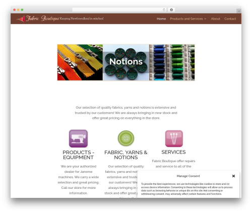 Divi WordPress theme - fabricboutique.ca
