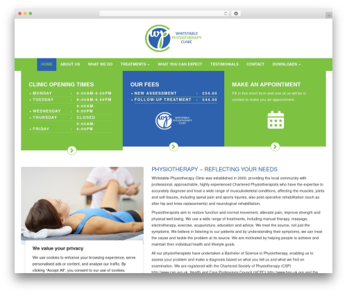 Physio theme WordPress - whitstablephysio.co.uk