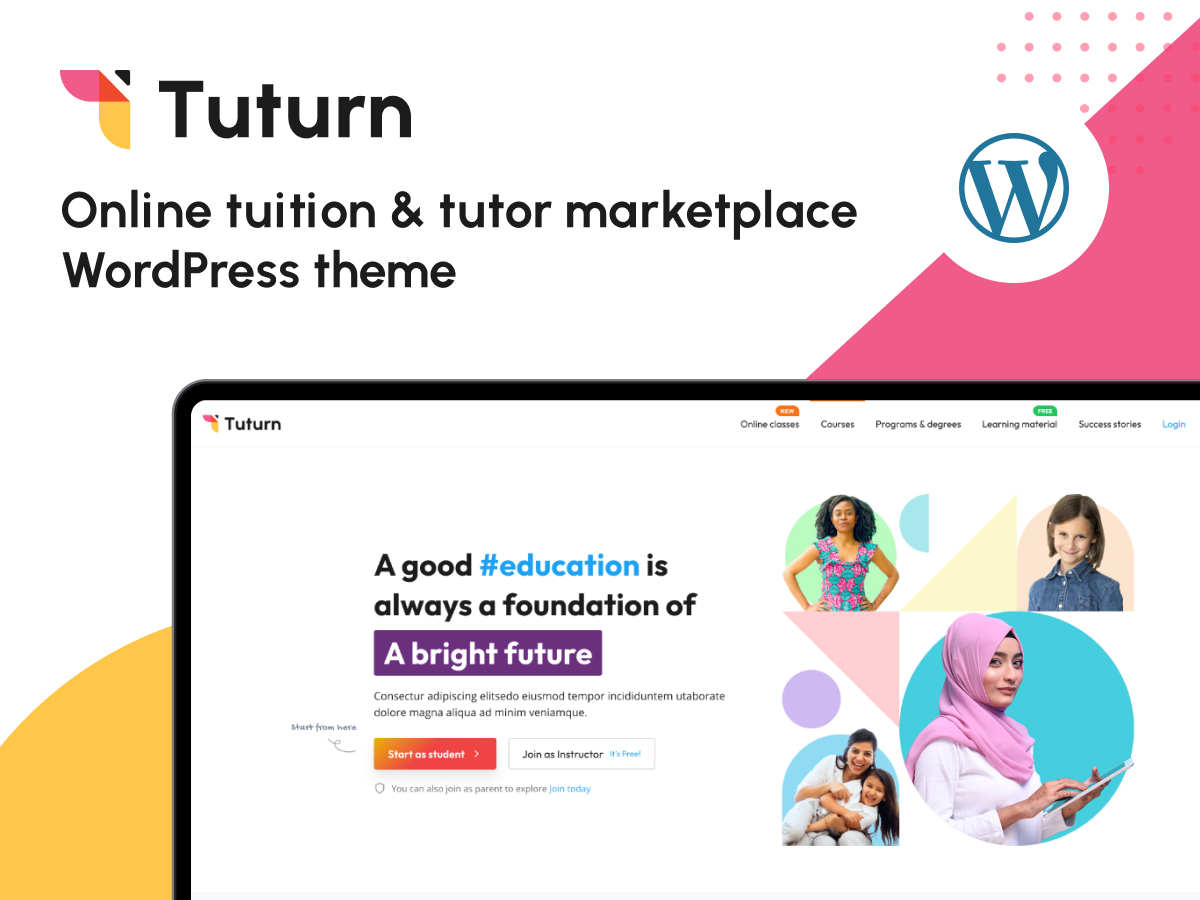 Tuturn template WordPress by Amentotech Private Limited