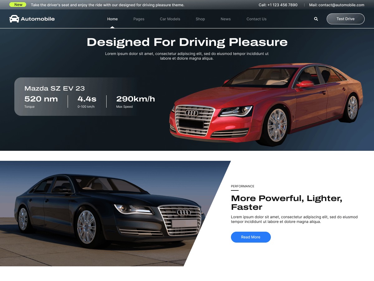 Automobile Car Shop WordPress ecommerce theme