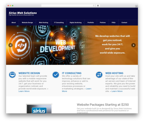 WordPress theme inHost - siriuswebsolutions.com
