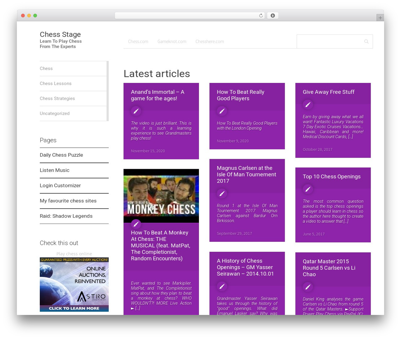 WordPress theme MaterialX - chessstage.com