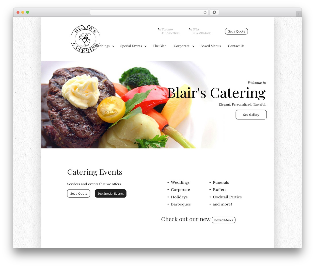 Laurel WordPress wedding theme - blairscatering.com