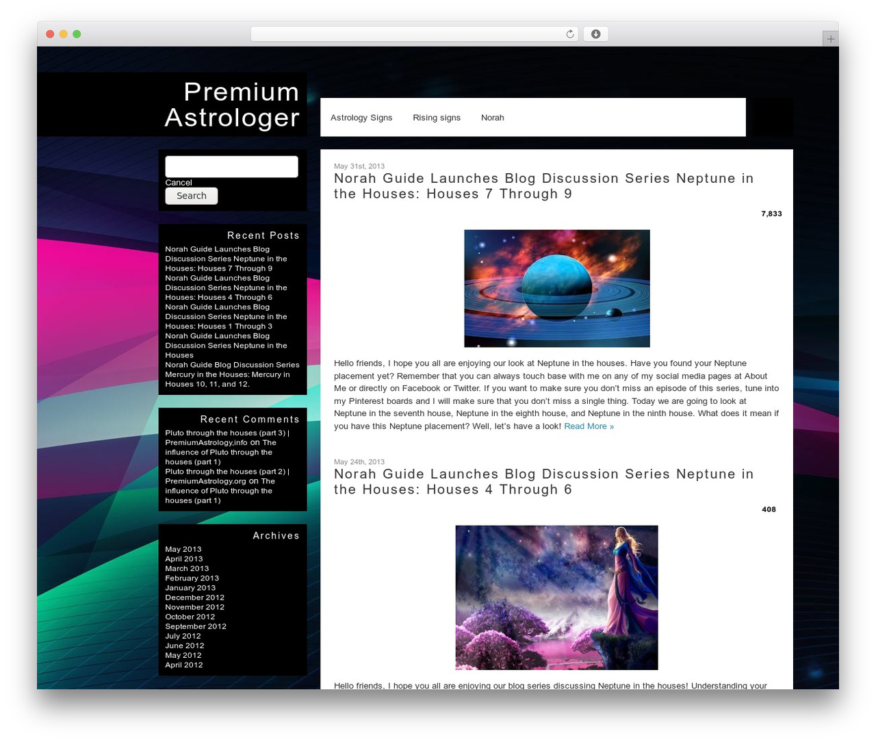 WordPress theme Corner - premiumastrologer.com