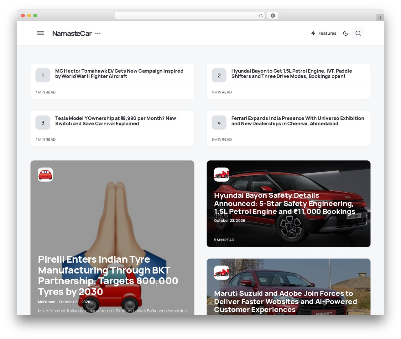 Theme WordPress Caards - namastecar.com