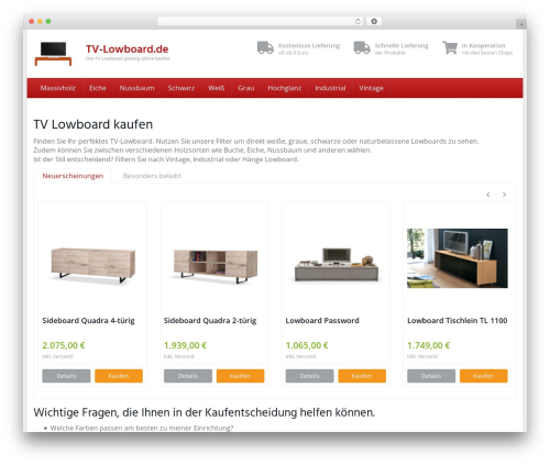 Affiliatetheme amazon WordPress plugin - tv-lowboard.de