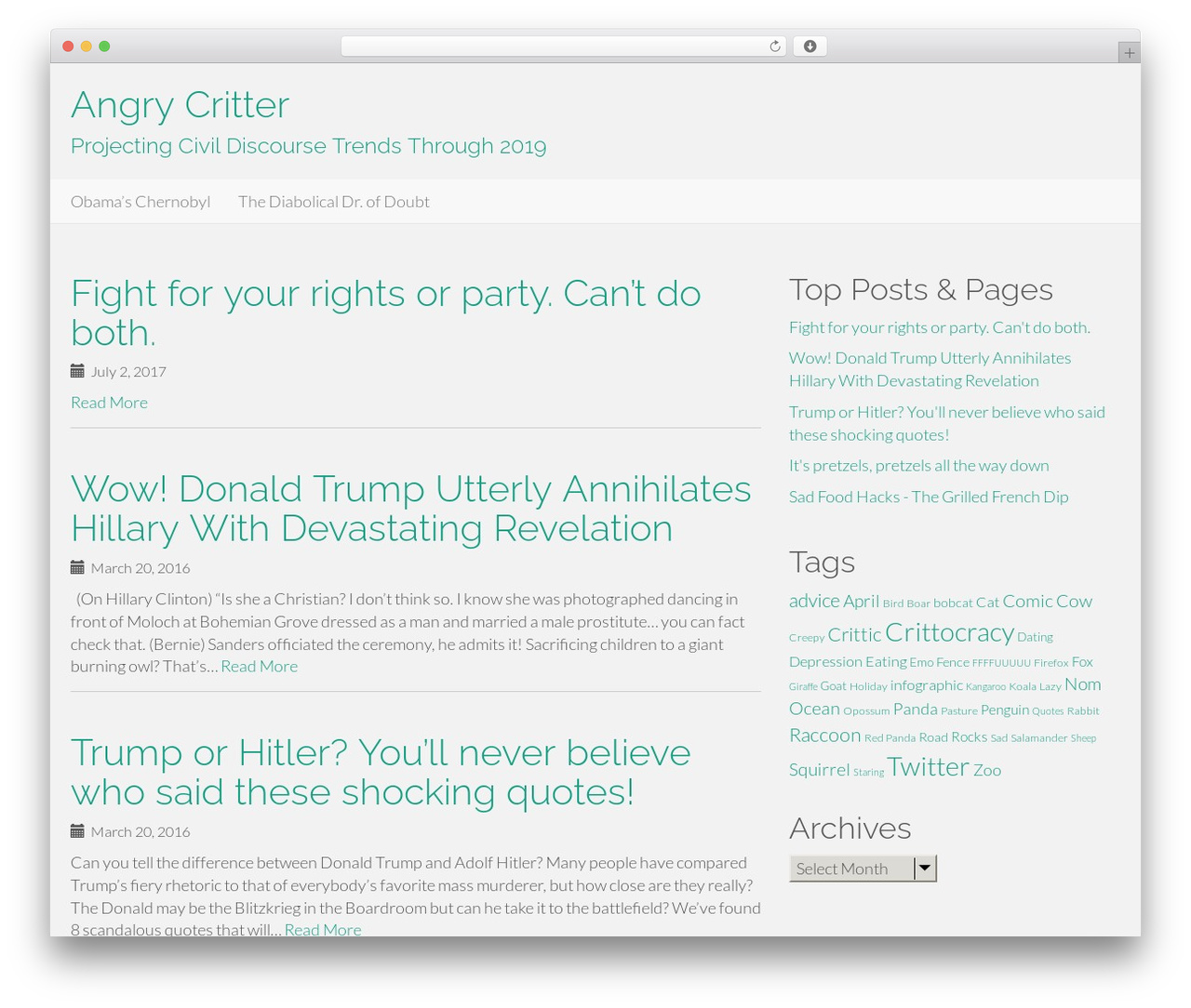 Flat Bootstrap WordPress theme - angrycritter.com
