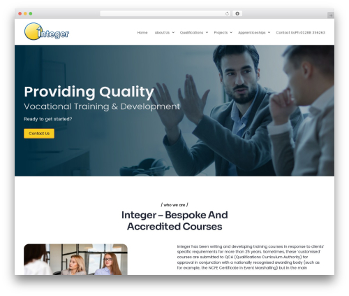 Integer WordPress theme design - integertraining.uk