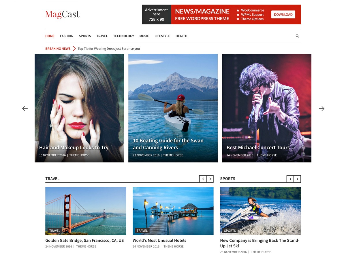 Magcast free website theme