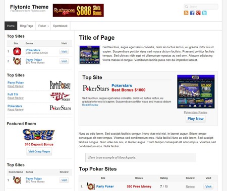 WordPress theme Flytonic Theme by Thomas Calkins