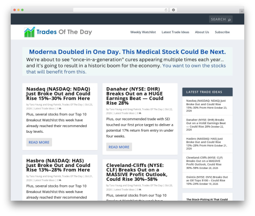 Extra theme WordPress - tradesoftheday.com