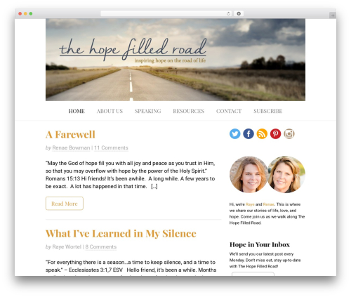 Tribe WordPress theme - thehopefilledroad.com