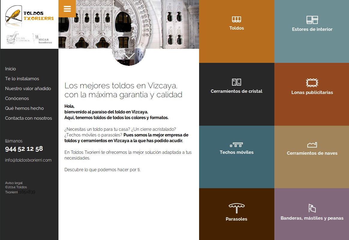 WordPress theme Toldos by Wokomedia