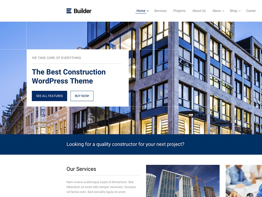 WordPress theme TM Builder by Zooka Team