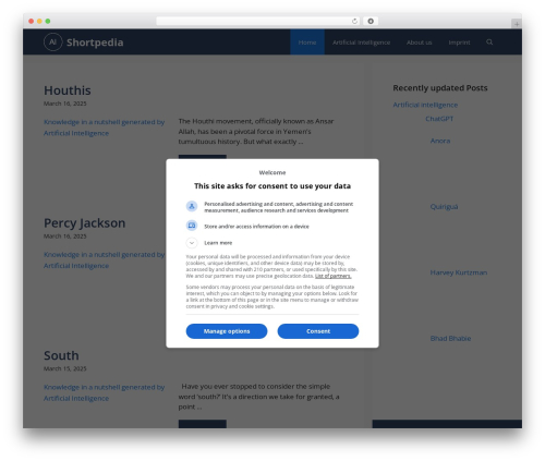 WordPress theme GeneratePress - shortpedia.org