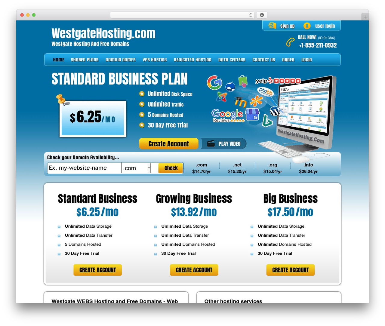 PHP Hosting WordPress theme - westgatehosting.com
