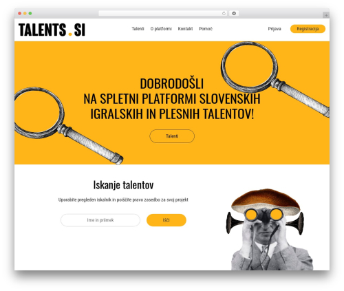 WordPress theme Screen actors - talents.si