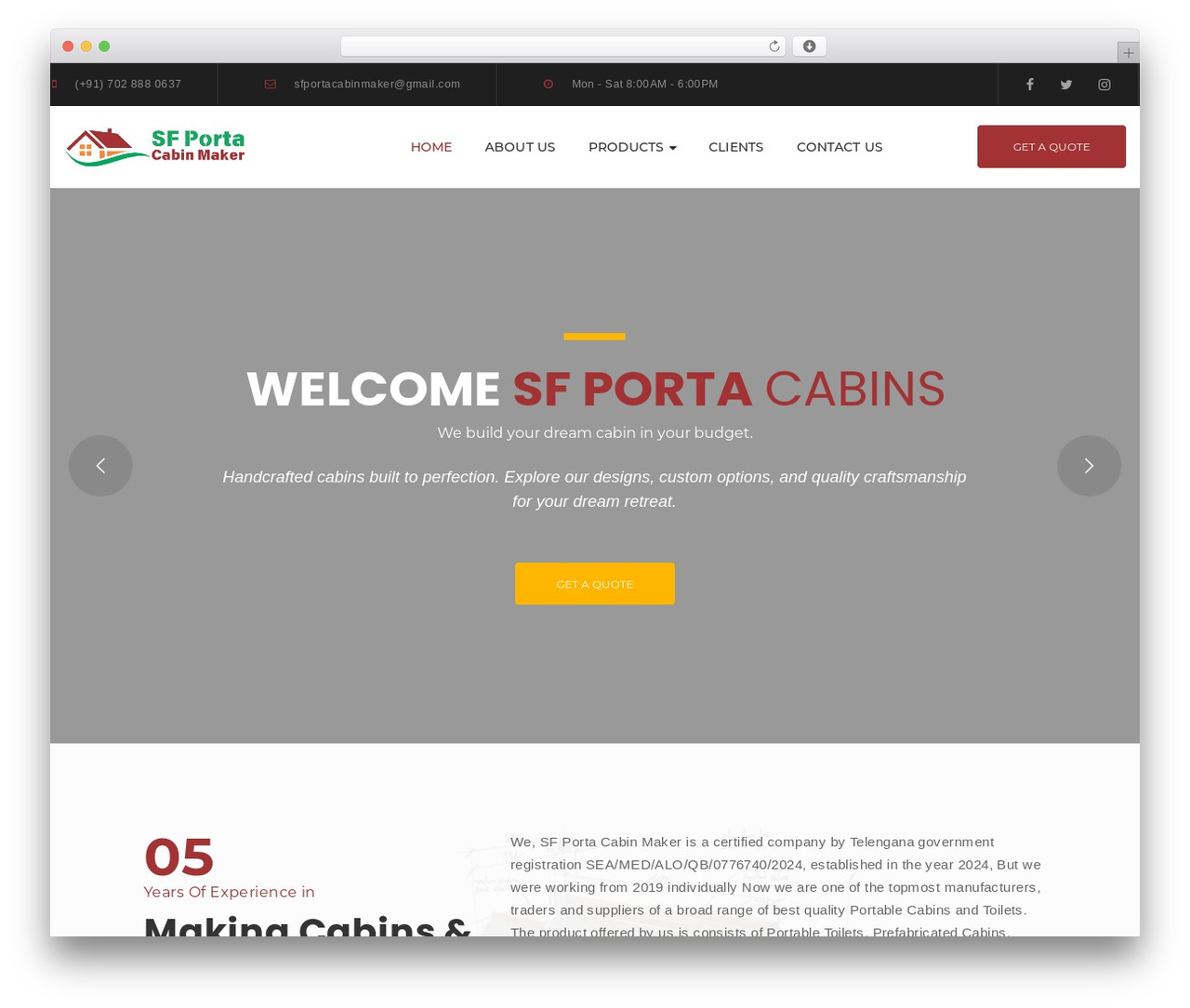 G5Plus Ruby Build WordPress theme - sfportacabinmaker.com