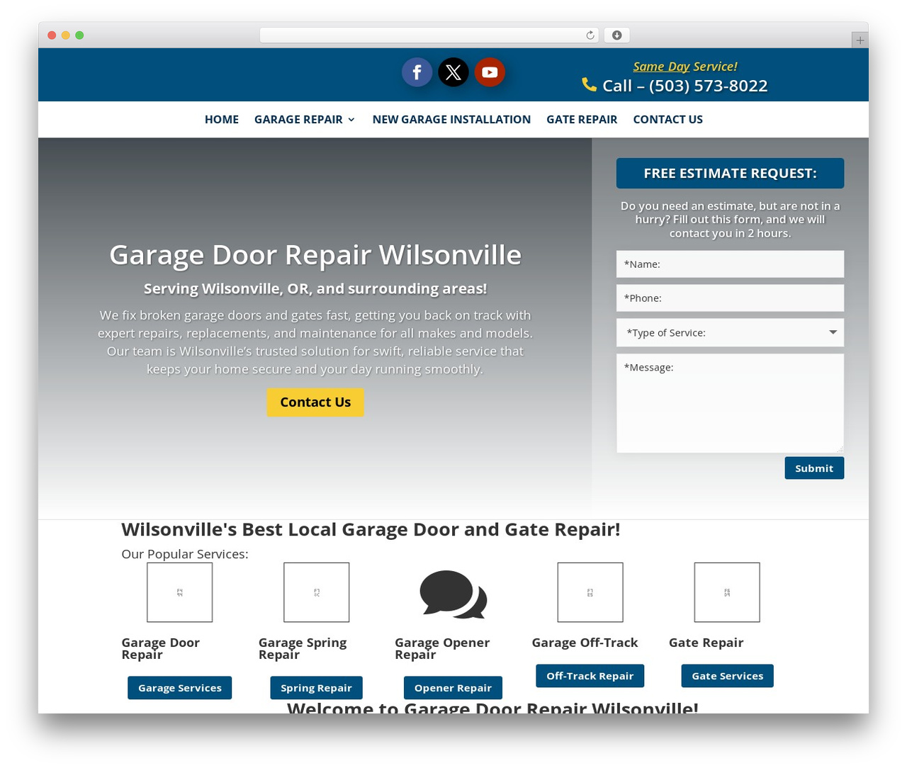 WordPress theme Divi - garagedoorrepair-wilsonville.com