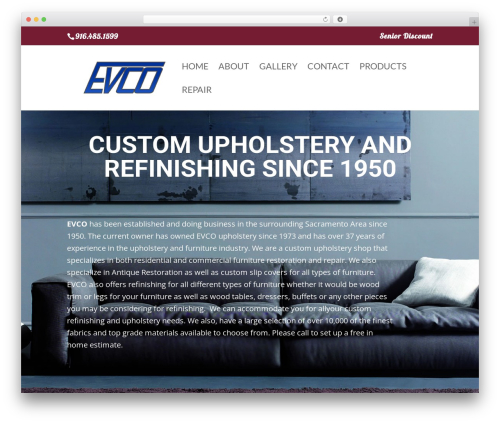 WordPress website theme Evco - evcoupholsteryandmfg.com