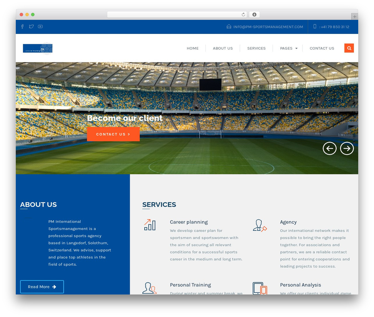 WordPress theme Consultancy - pm-sportsmanagement.com