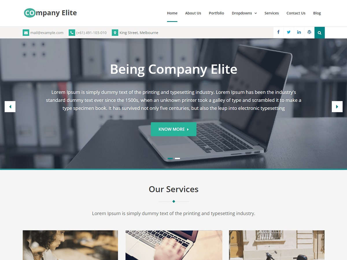 Company Elite company WordPress theme by Axle Themes