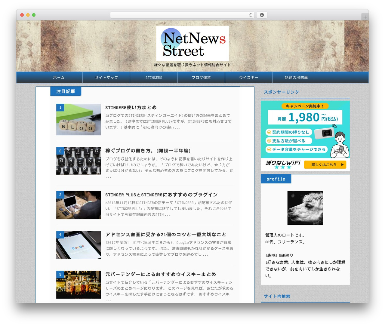 WordPress theme AFFINGER - netnews-street.net