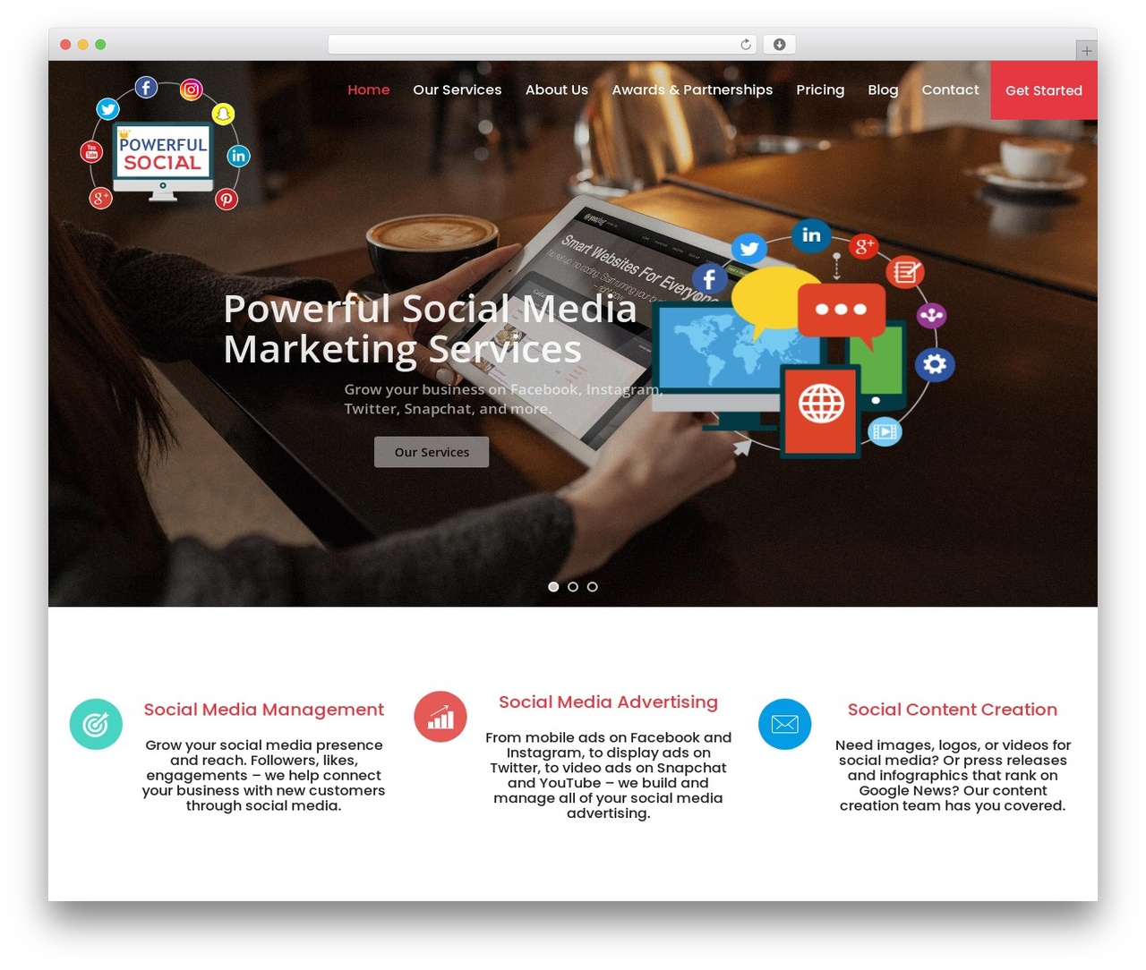 WordPress theme SEOEngine - powerfulsocial.com