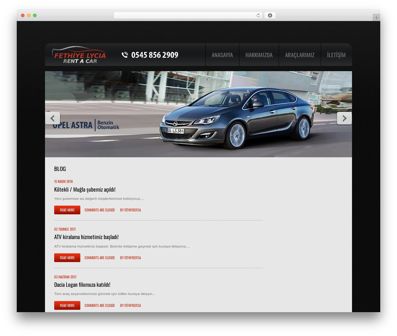 WordPress theme carsonline - fethiyelyciarentacar.com
