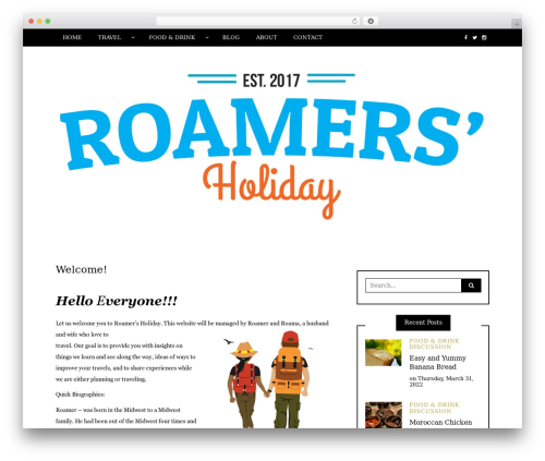 Writee free WordPress theme - roamersholiday.com