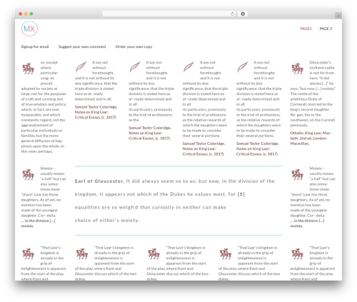 MX (shared on wplocker.com) WordPress website theme - annotatedkinglear.com