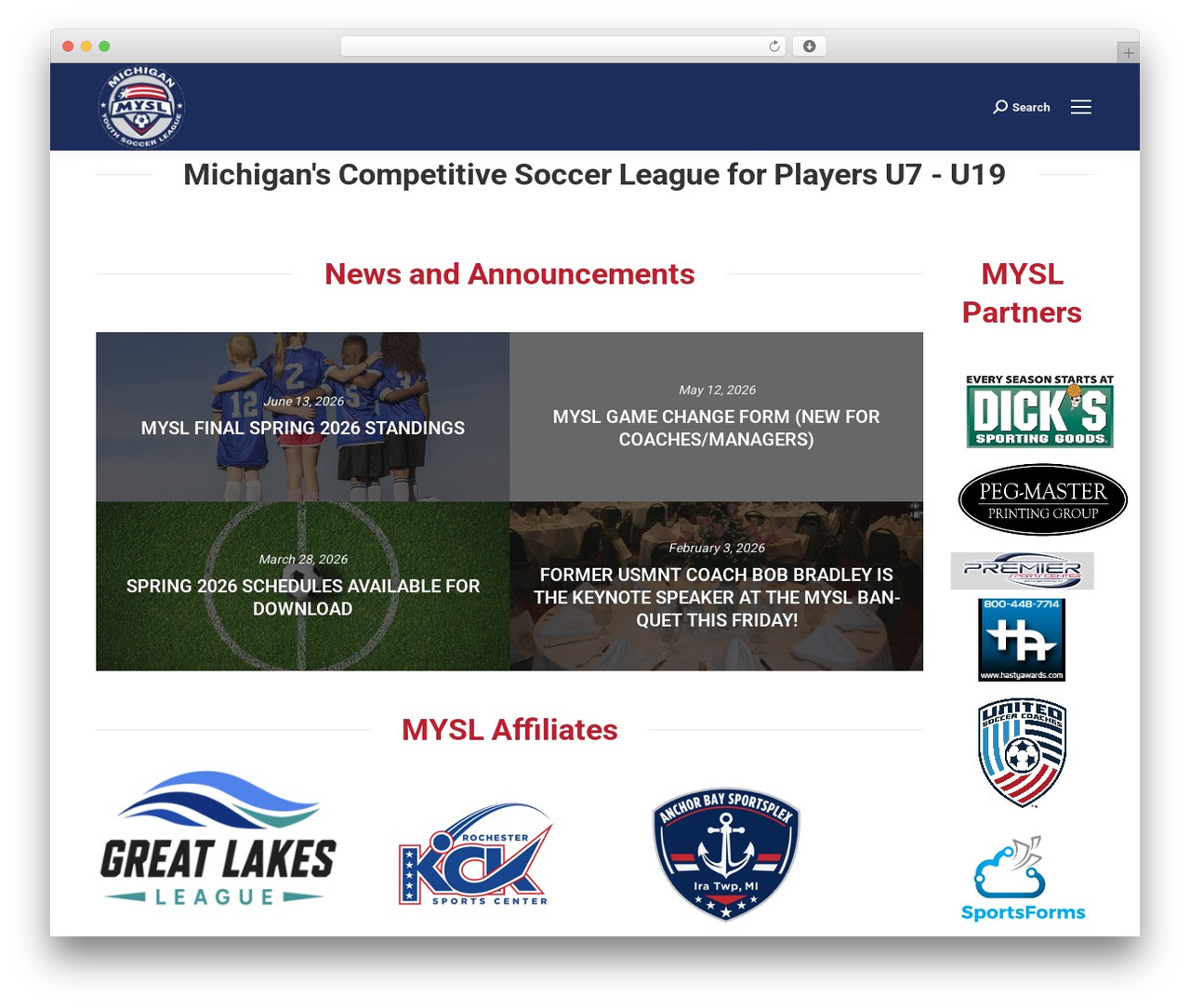 The7 Classic WordPress theme design - michigansoccer.com
