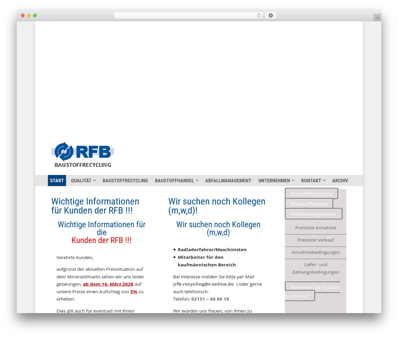 Divi WordPress theme - rfb-baustoffrecycling.de