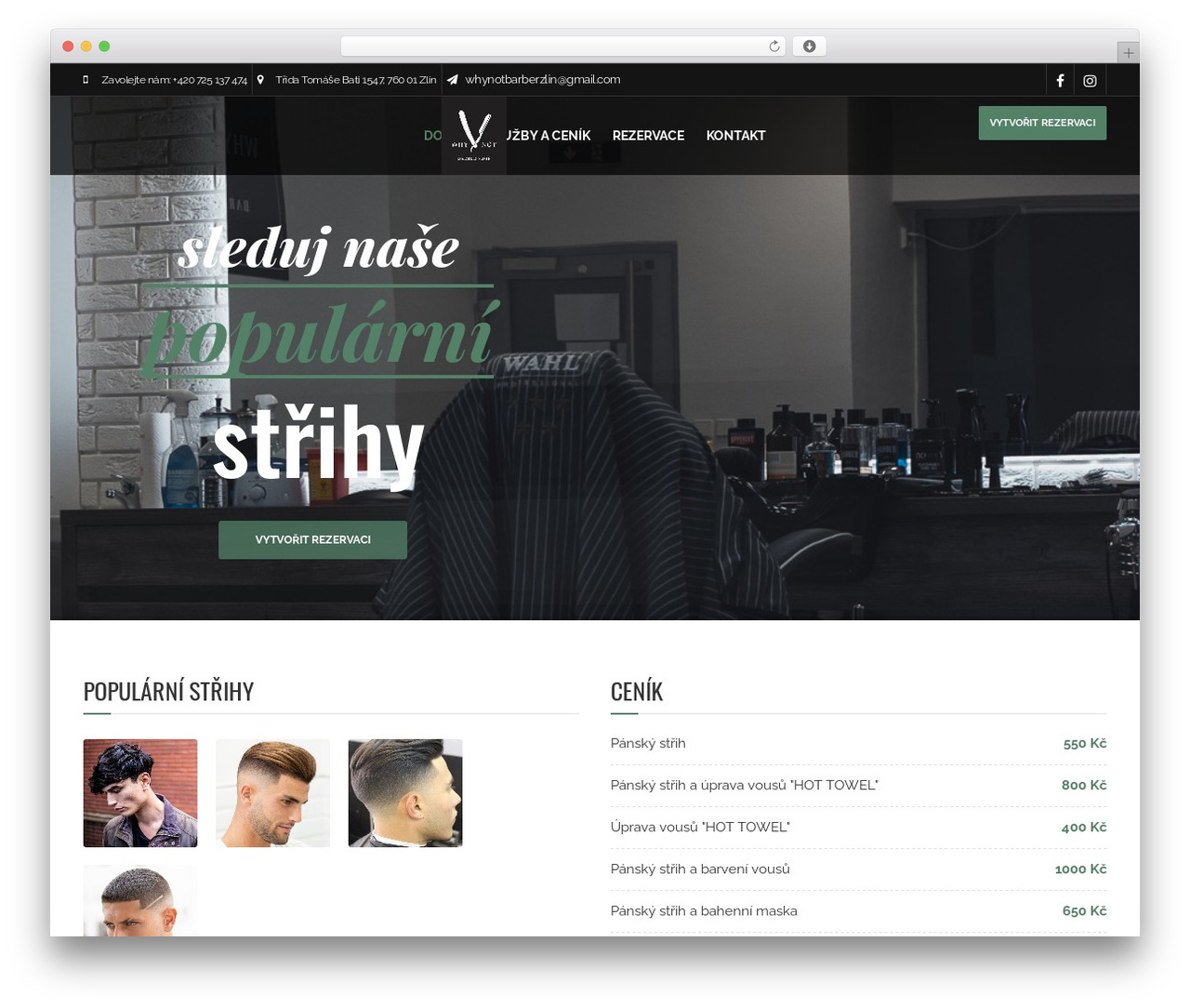 Barber theme WordPress - whynotbarber.cz