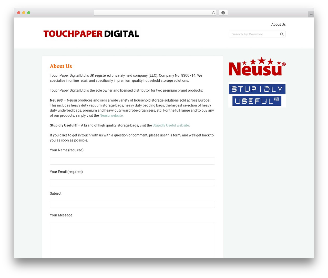WordPress theme Sampression Lite - touchpaper-digital.co.uk