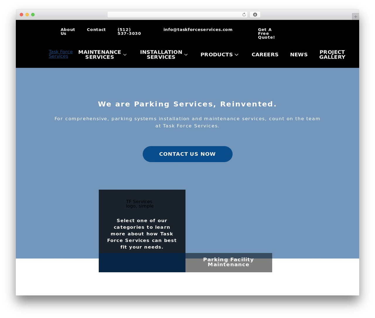 Task Force Services WordPress theme design - taskforceservices.com