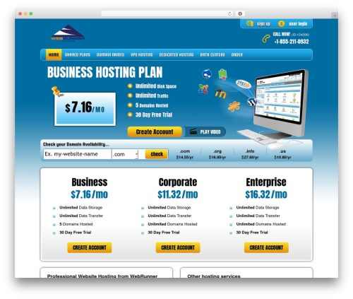 PHP Hosting WordPress theme - webrunnerdomains.com