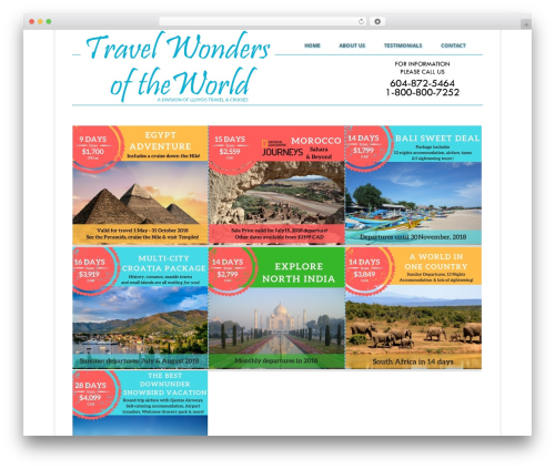 Travel Wonders WordPress travel theme - travelwonders.ca