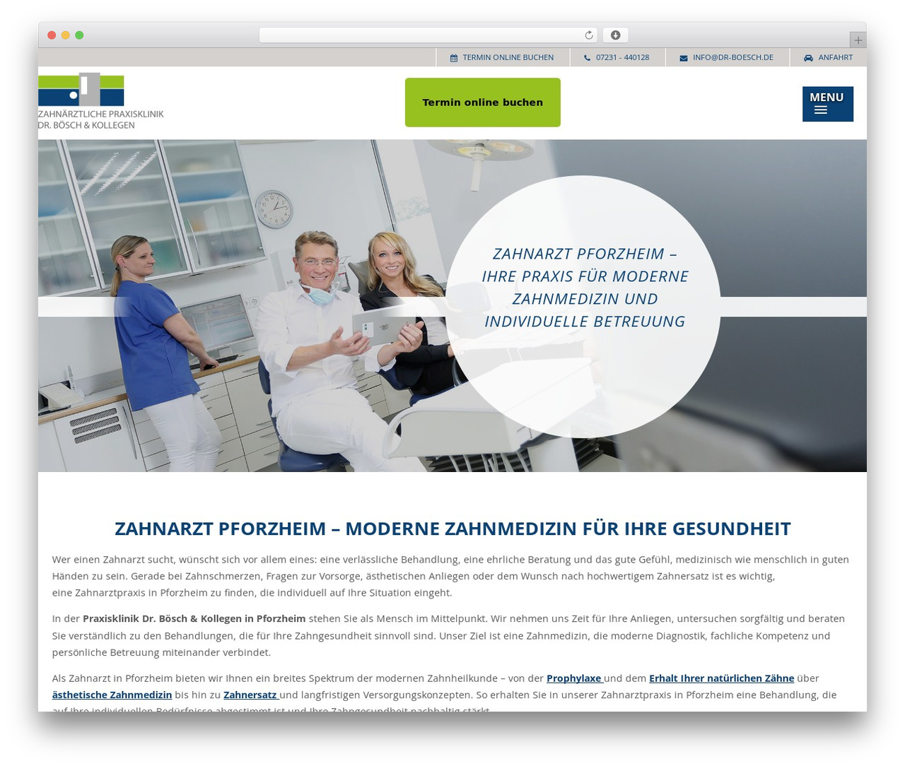 WordPress theme Boesch Childtheme - zahn-praxisklinik-pforzheim.de