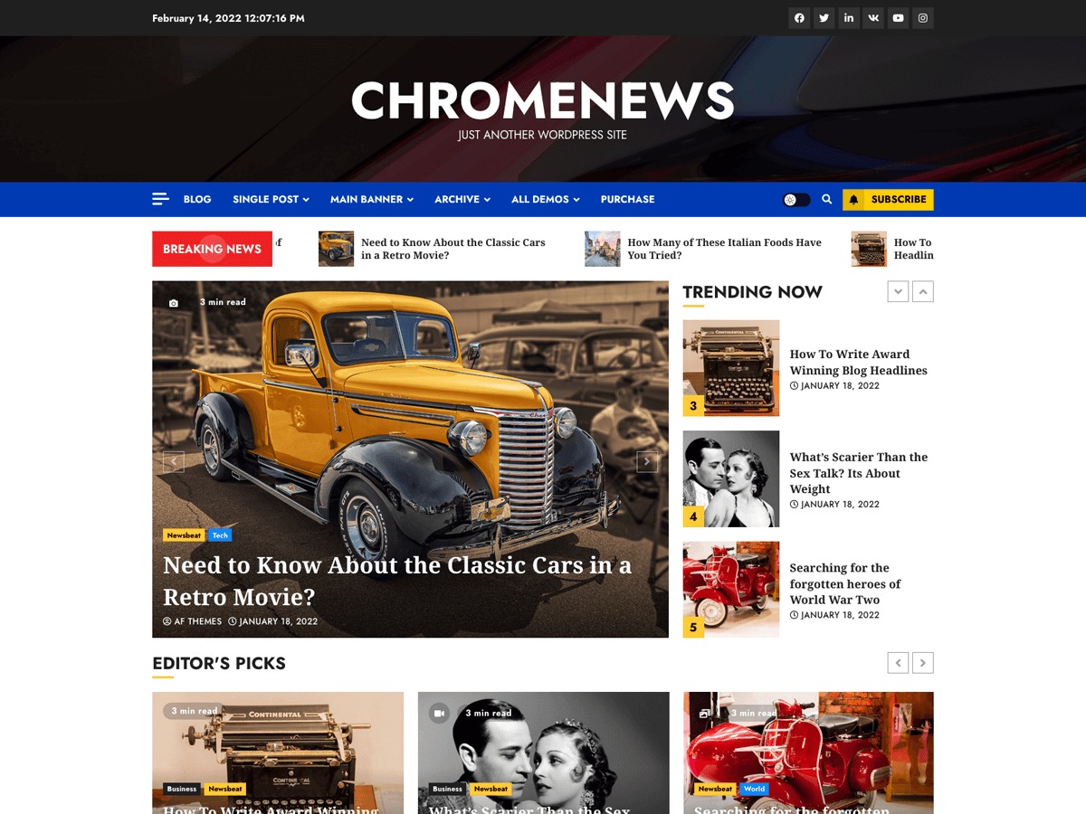 ChromeNews WordPress magazine theme