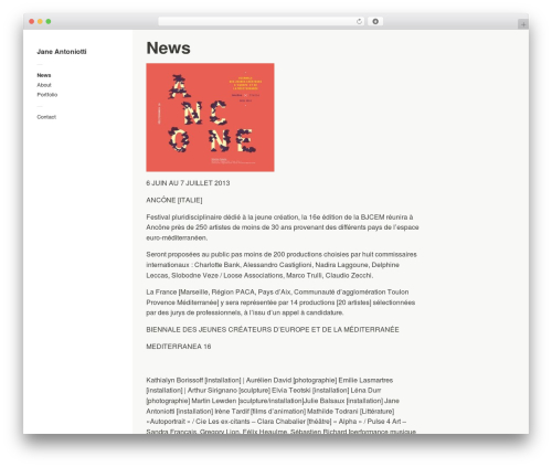 Touchfolio WordPress theme - janeantoniotti.com
