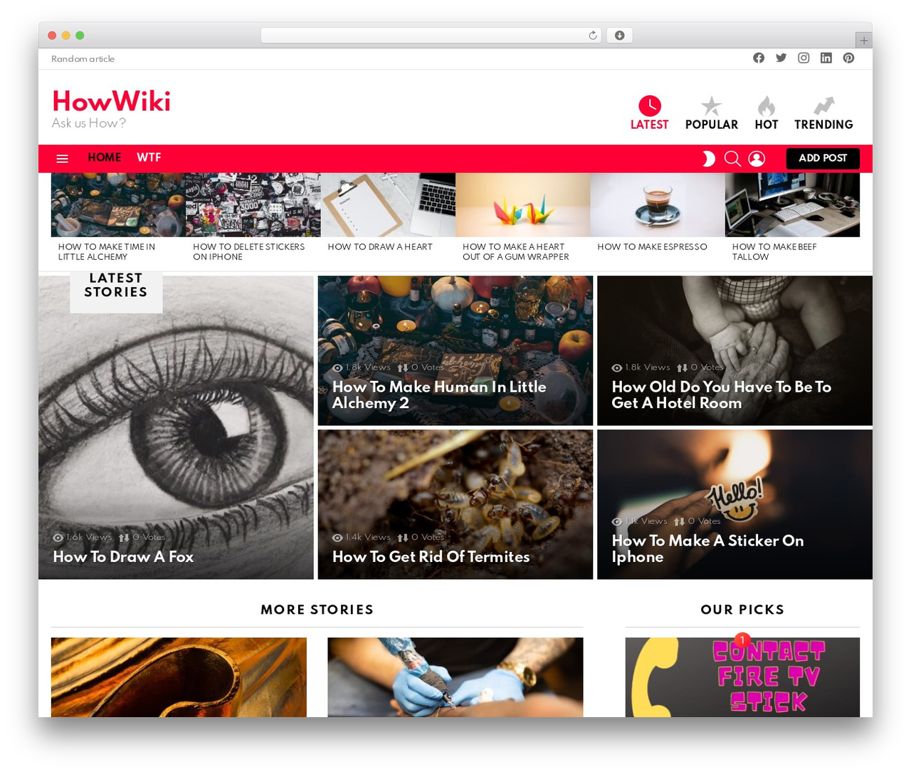 WordPress theme Bimber - howwiki.org