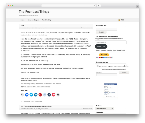 Nest theme WordPress - thefourlastthings.sobercatholic.com