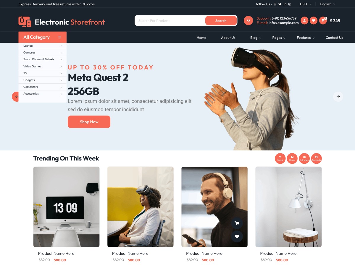 Electronics Storefront WordPress shopping theme by Omega Themes