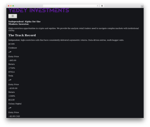 Vibecoding Theme WP theme - yedeyinvestments.com Vibecoding Theme WP theme - yedeyinvestments.com