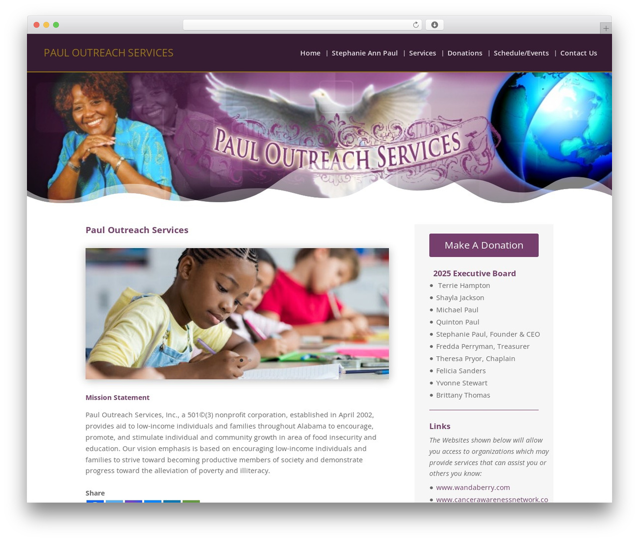 WordPress theme Divi - pauloutreachservices.org