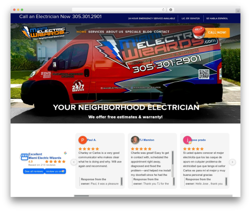 Lambda WordPress website theme - miamielectricwizards.com